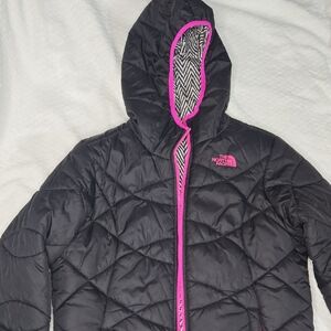 The North Face Kids Black Puffer with Pink Accents